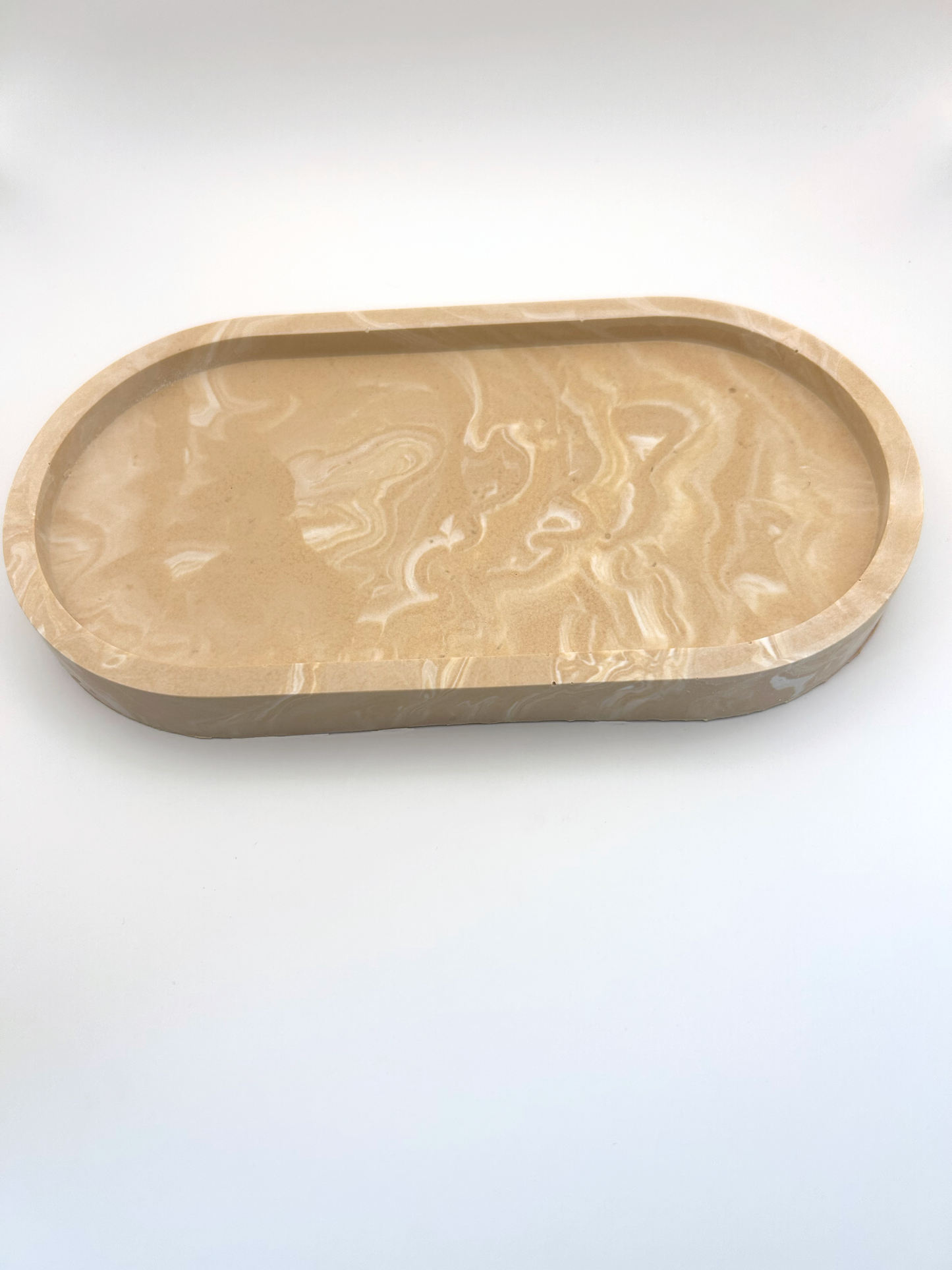 Plateau décoratif ovale en Jesmonite 19cm x 9,5cm