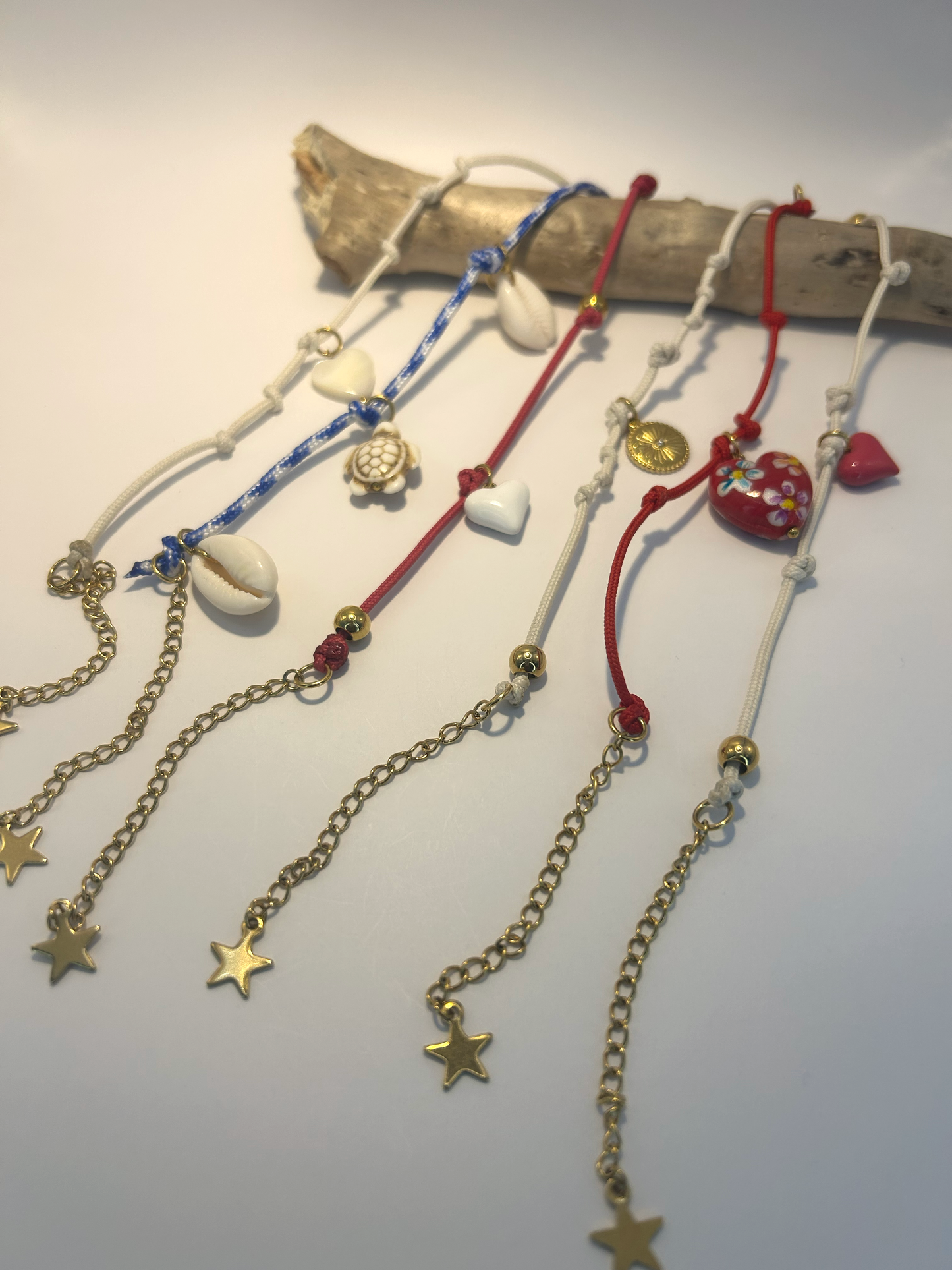 Bracelet cordon breloque coeur en céramique