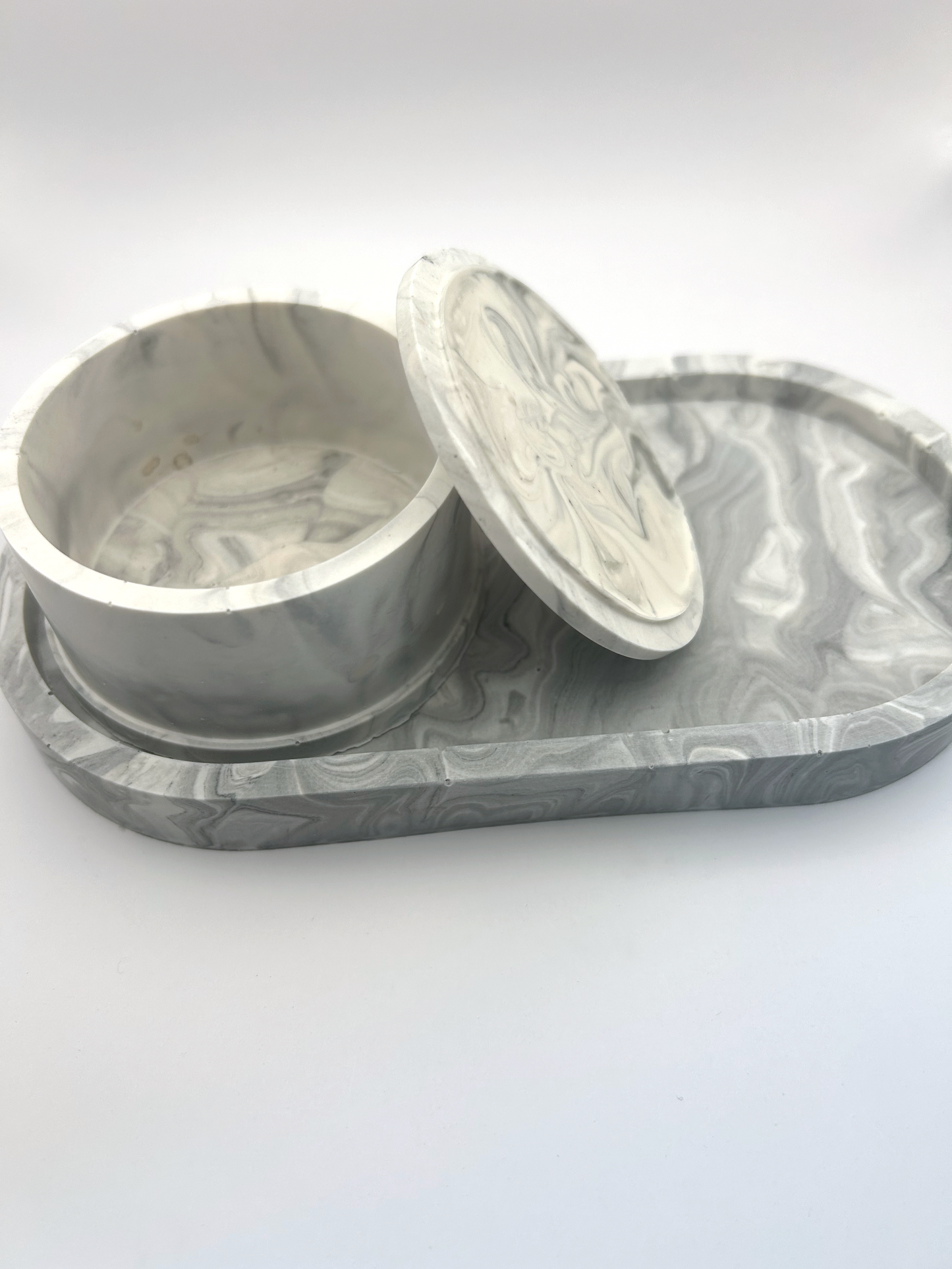 Boite à bijoux en Jesmonite ronde 7cm de diamètre